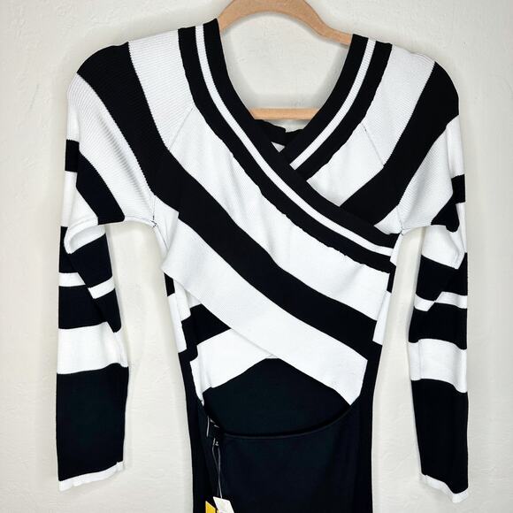 Anthropologie Le Superbe Fall in Ribbed Striped Knit Sweater Midi Dress Medium - Picture 10 of 15